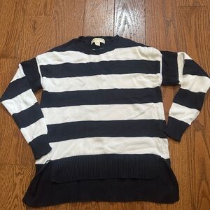MICHAEL Michael Kors Navy and White Striped Crewneck Sweater